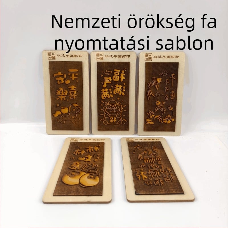 Fafaragott nyomtatóforma áldáskifejező karakterekhez – DIY dekoráció vörös borítékhoz, immateriális kulturális örökség, óvodai tevékenység