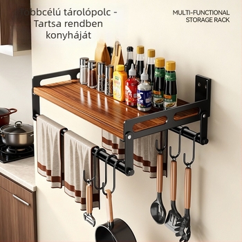 Huayu Konyhai falra szerelhető tárolópolc leválasztható mikróállvánnyal, Anyag: Plate Type, Modell: 6 darab, Termékkód SG9901, Feldolgozás: LOGO Private Label