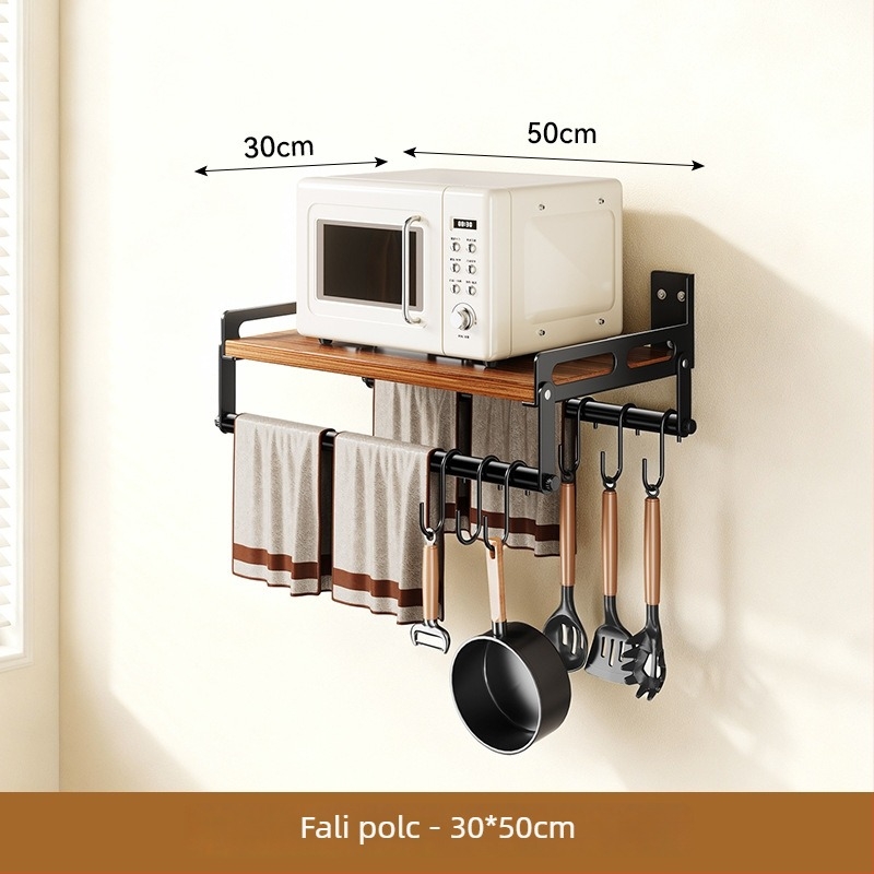 Huayu Konyhai falra szerelhető tárolópolc leválasztható mikróállvánnyal, Anyag: Plate Type, Modell: 6 darab, Termékkód SG9901, Feldolgozás: LOGO Private Label