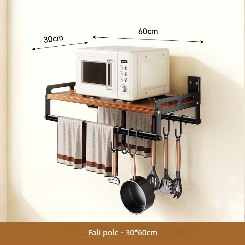 Huayu Konyhai falra szerelhető tárolópolc leválasztható mikróállvánnyal, Anyag: Plate Type, Modell: 6 darab, Termékkód SG9901, Feldolgozás: LOGO Private Label