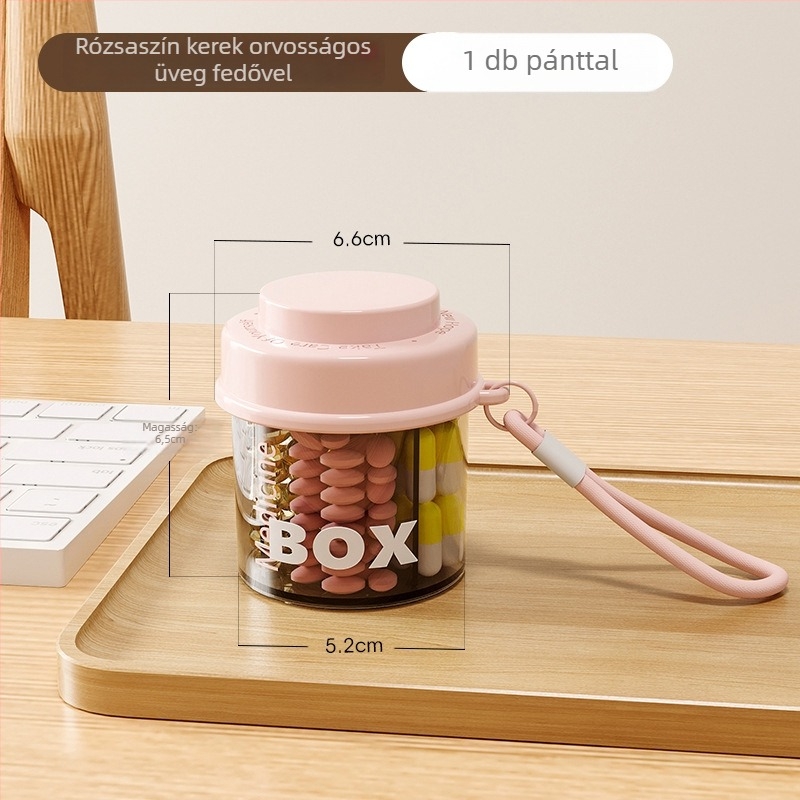 HL-1165 tablettatartó, ABS műanyag, lezárt, osztott rekesz, 120 ml kapacitás