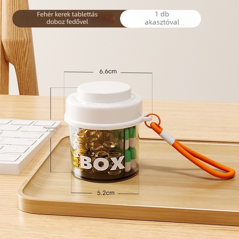 HL-1165 tablettatartó, ABS műanyag, lezárt, osztott rekesz, 120 ml kapacitás