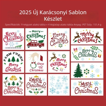 DIY karácsonyi sablon naplóíráshoz és grafiti sprayhez, PET üreges kivitel, háziállat-motívum