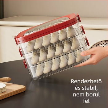 Dumpling tároló doboz — műanyag, hordozható, frissesség megőrzése, zárás, nordic stílus