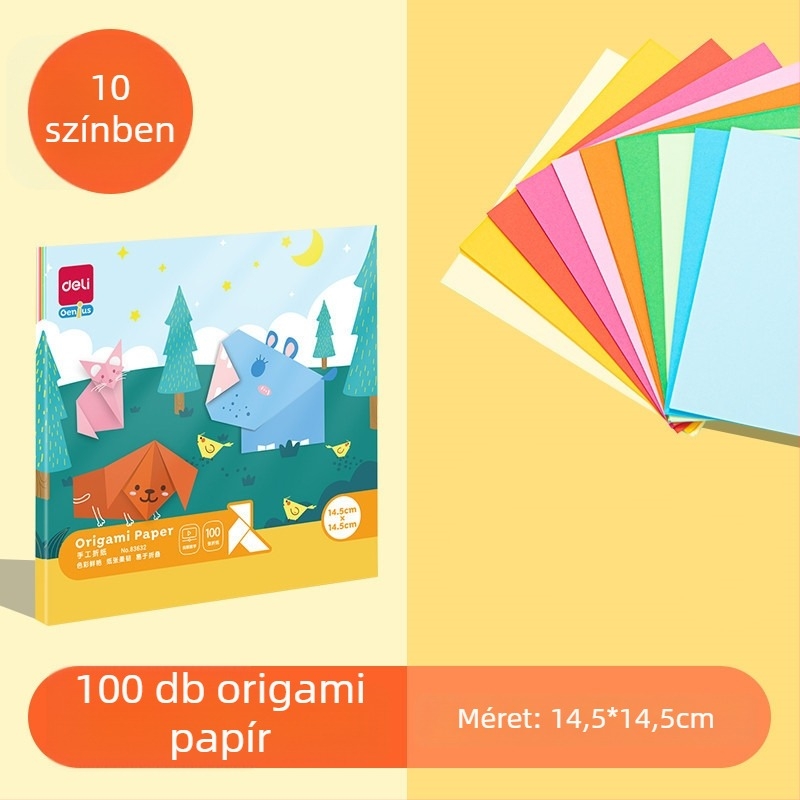 Origami papír — Többszínű kézzel készített lapok, Márka Deli, Modell 83633, Anyag: Papír, Típus: kézíráscímke, Oldalanként címkék: 100