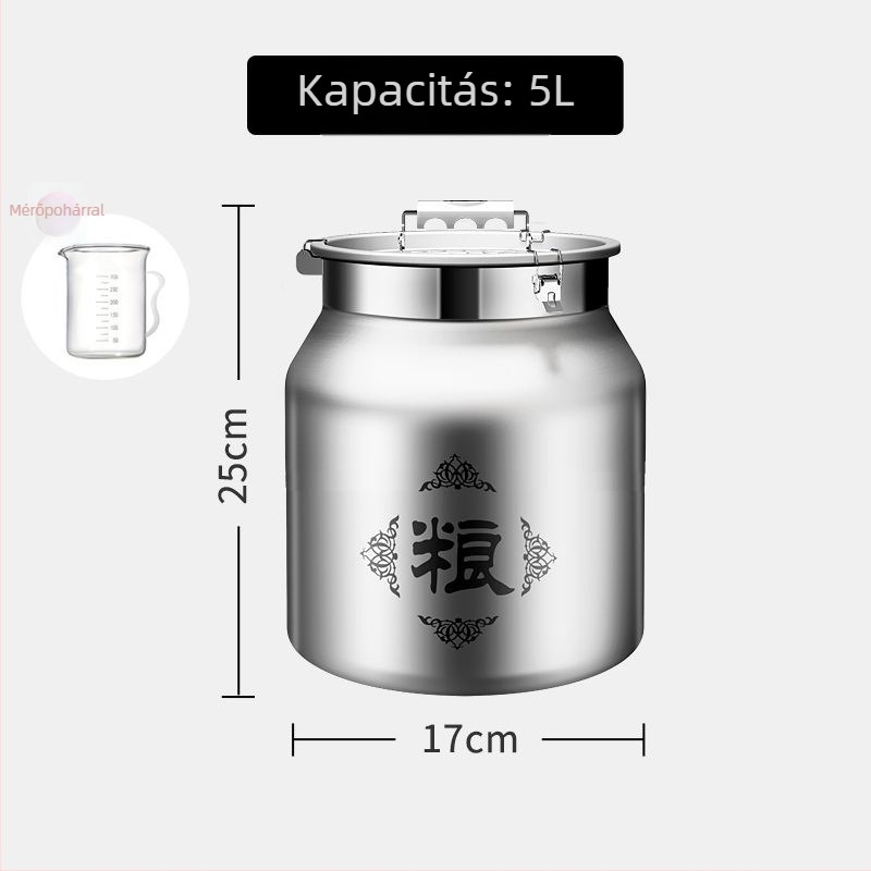 Rizstároló vödör, nedvességálló és rovarriasztó, 10 L+, koreai stílusú