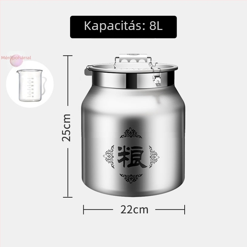 Rizstároló vödör, nedvességálló és rovarriasztó, 10 L+, koreai stílusú