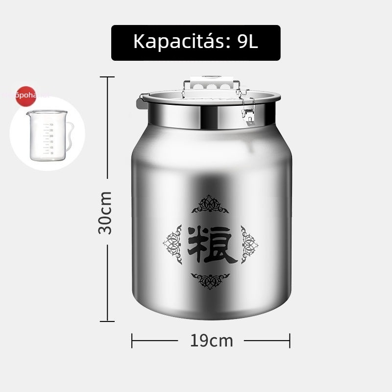 Rizstároló vödör, nedvességálló és rovarriasztó, 10 L+, koreai stílusú