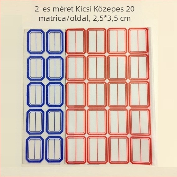 Piros leválasztható címkepapír, kék ragasztó címkék, könyvjelző papír