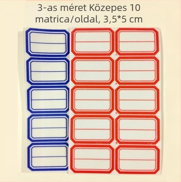 Piros leválasztható címkepapír, kék ragasztó címkék, könyvjelző papír
