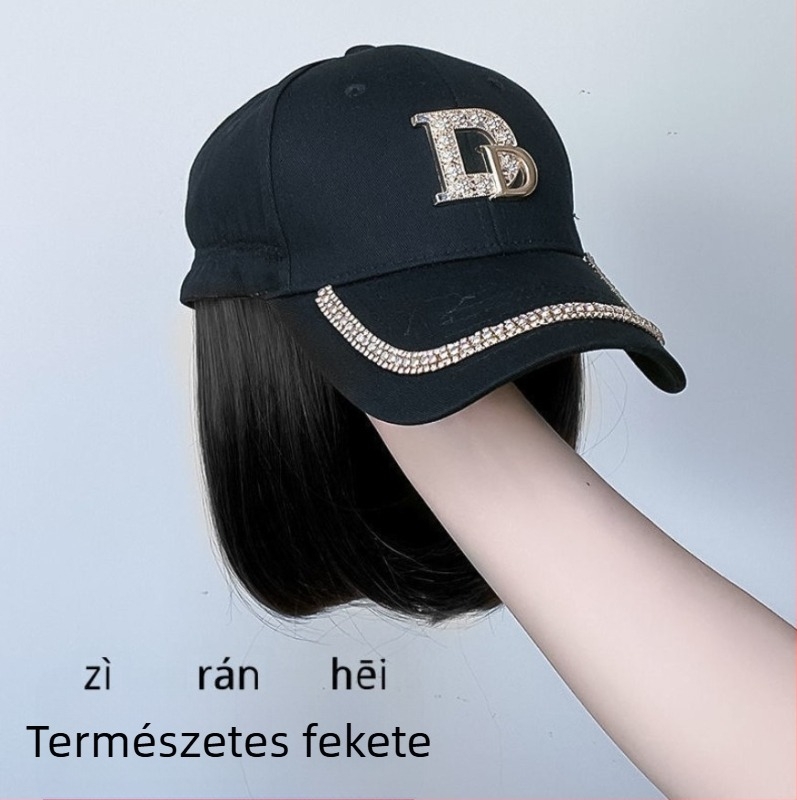 Sapkával integrált paróka, vállig érő bob-stílusú haj, rövid egyenes haj - Modell 0101