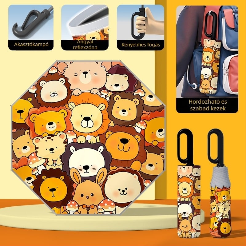 Gyerekeknek automata nyitású esernyő, 8 bordás keret, UPF50+ védelmet nyújt a nap és az eső ellen, logó nyomtatás