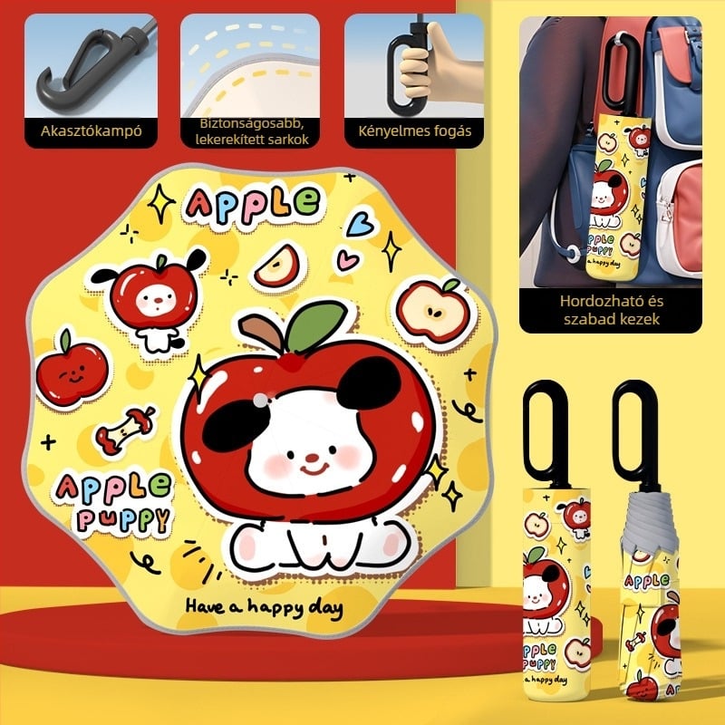 Gyerekeknek automata nyitású esernyő, 8 bordás keret, UPF50+ védelmet nyújt a nap és az eső ellen, logó nyomtatás