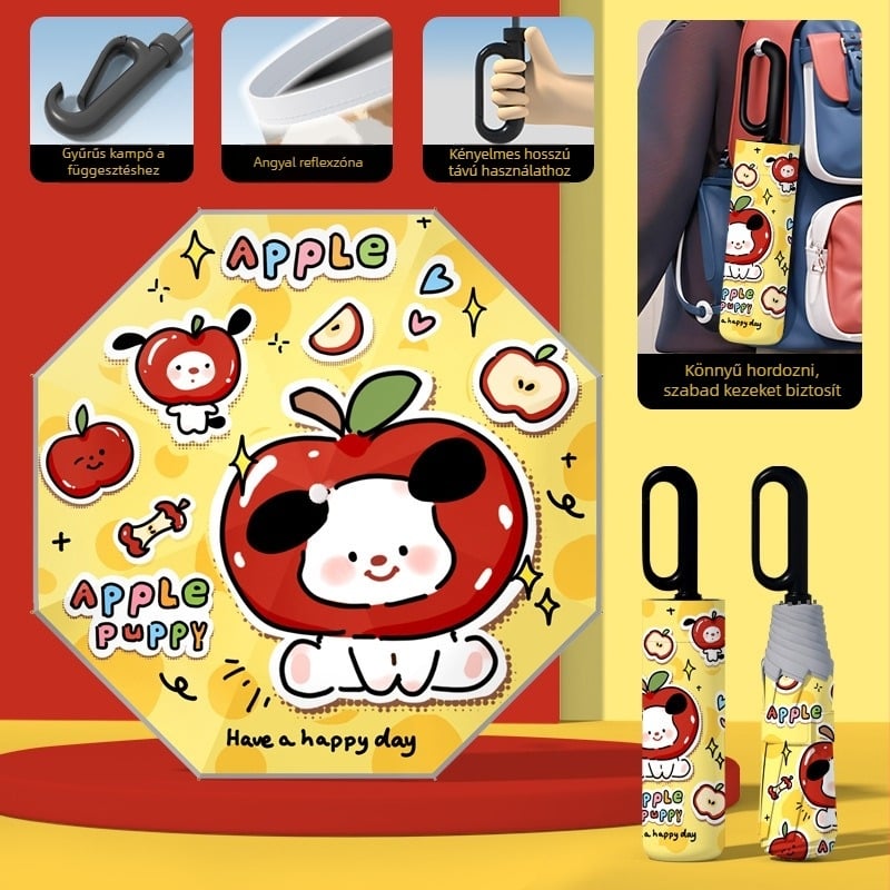 Gyerekeknek automata nyitású esernyő, 8 bordás keret, UPF50+ védelmet nyújt a nap és az eső ellen, logó nyomtatás