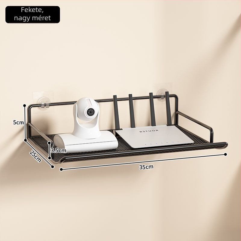 Falra szerelhető router- és set-top box tárolópolc diákszállóhoz (fúrás nélkül)