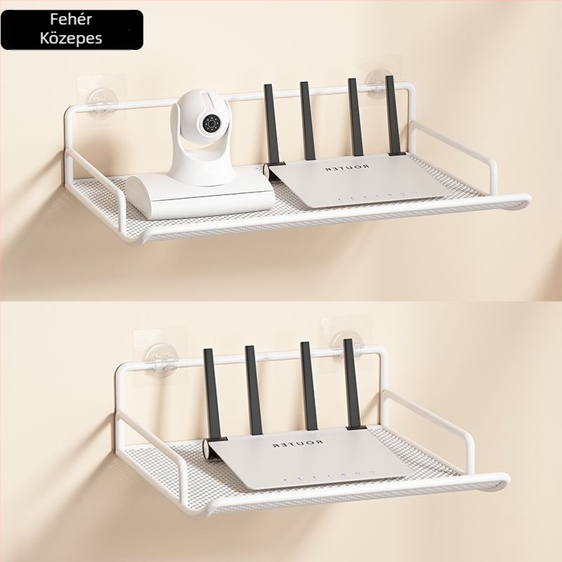 Falra szerelhető router- és set-top box tárolópolc diákszállóhoz (fúrás nélkül)