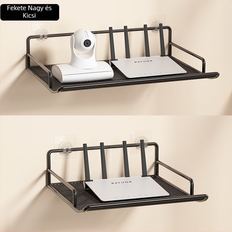 Falra szerelhető router- és set-top box tárolópolc diákszállóhoz (fúrás nélkül)