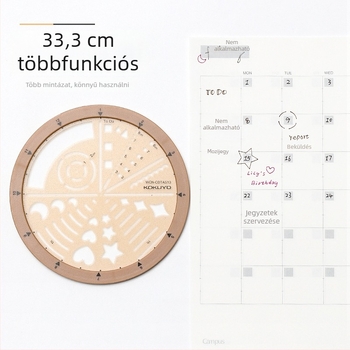 Kokuyo forgó sablon vonalzó MO tervező kiegészítőkhöz, ikon-stílus és ütemezés-stílus, elválasztott kör, ABS+PC, modern minimalist, kész kézzel