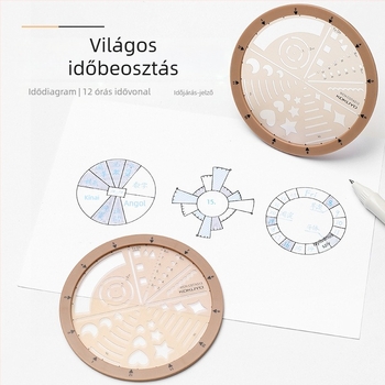 Kokuyo forgó sablon vonalzó MO tervező kiegészítőkhöz, ikon-stílus és ütemezés-stílus, elválasztott kör, ABS+PC, modern minimalist, kész kézzel