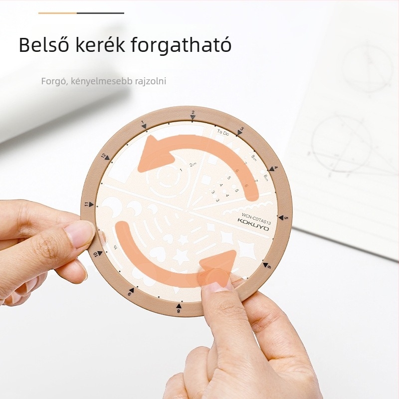 Kokuyo forgó sablon vonalzó MO tervező kiegészítőkhöz, ikon-stílus és ütemezés-stílus, elválasztott kör, ABS+PC, modern minimalist, kész kézzel