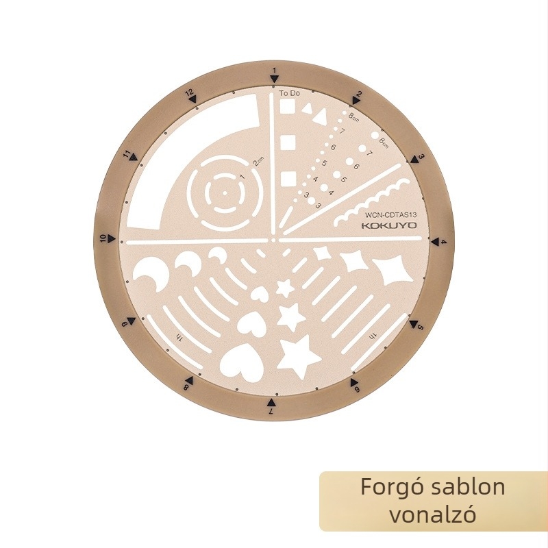 Kokuyo forgó sablon vonalzó MO tervező kiegészítőkhöz, ikon-stílus és ütemezés-stílus, elválasztott kör, ABS+PC, modern minimalist, kész kézzel