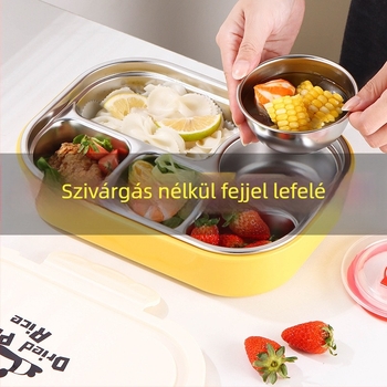 304 rozsdamentes acélból készült szigetelt ebédes doboz, mikrohullámú sütőben használható, téglalap alakú, két rétegből álló, 1–2 literes kapacitás, panda mintával