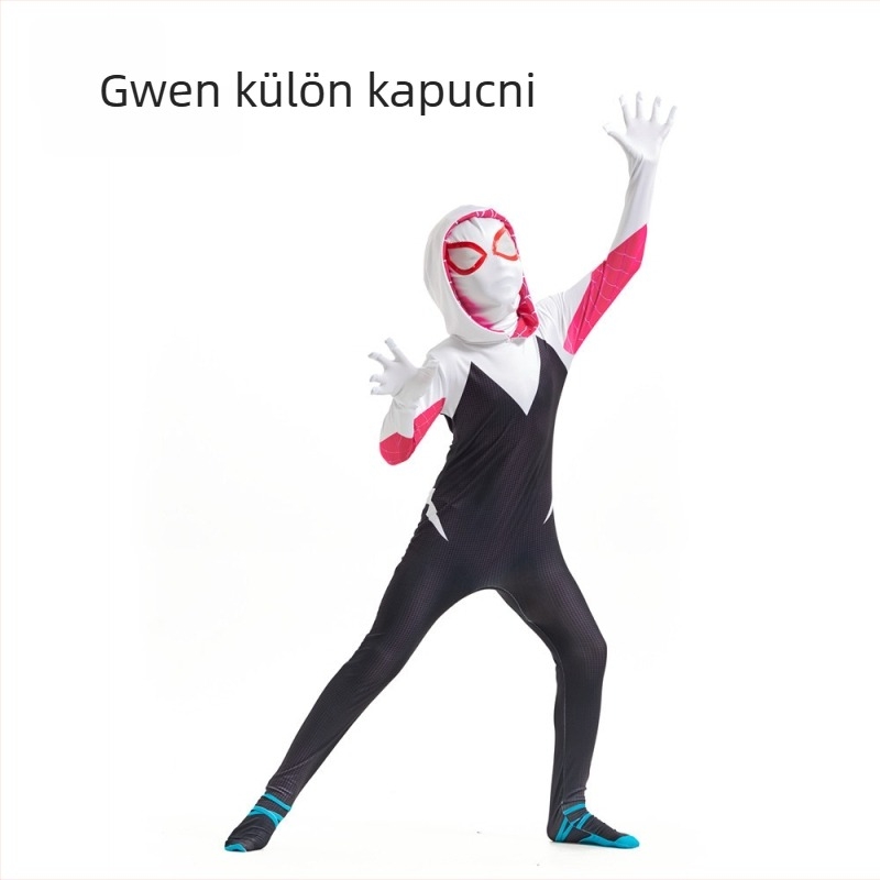 Spider-Man Miles Morales és Gwen inspirált overall Milk Silk anyagból, játék- és szerepjátékhoz, 17 év alattiak számára, 2022 tavasza.