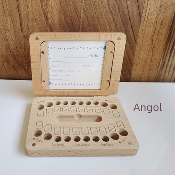 Fa gyermekeknek készült fotókeret és tejfog-tároló doboz – színes csomagolás, megfelelő 14 év alatti gyermekek számára