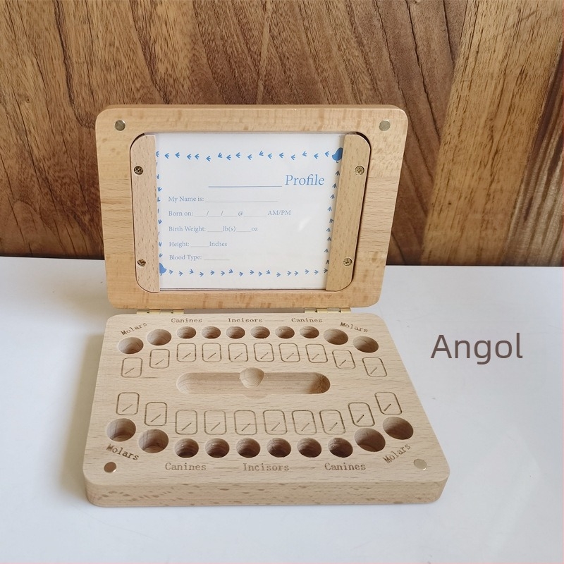 Fa gyermekeknek készült fotókeret és tejfog-tároló doboz – színes csomagolás, megfelelő 14 év alatti gyermekek számára