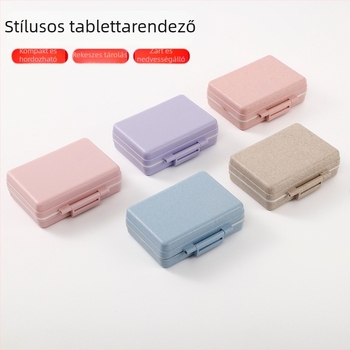 9 rekeszes hordozható tablettatároló, mini, zárt és porvédett, utazáshoz, egyheti adag