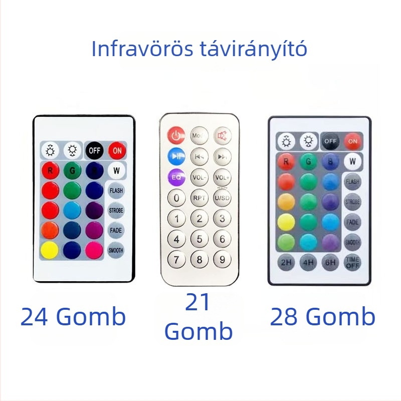 Infravörös vezeték nélküli távirányító – Modell Key 21 – 8–20 m hatótávolság – Kompatibilis világítással, hanggal, ventilátorral, fűtőelemmel és párásítóval