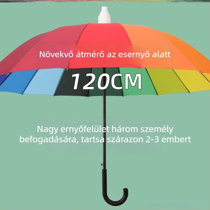 Gyerek esernyő vízálló huzattal, 16 bordás hosszú nyél, automatikus nyitás, pongee 190T anyag, vas váz, műanyag fogantyú