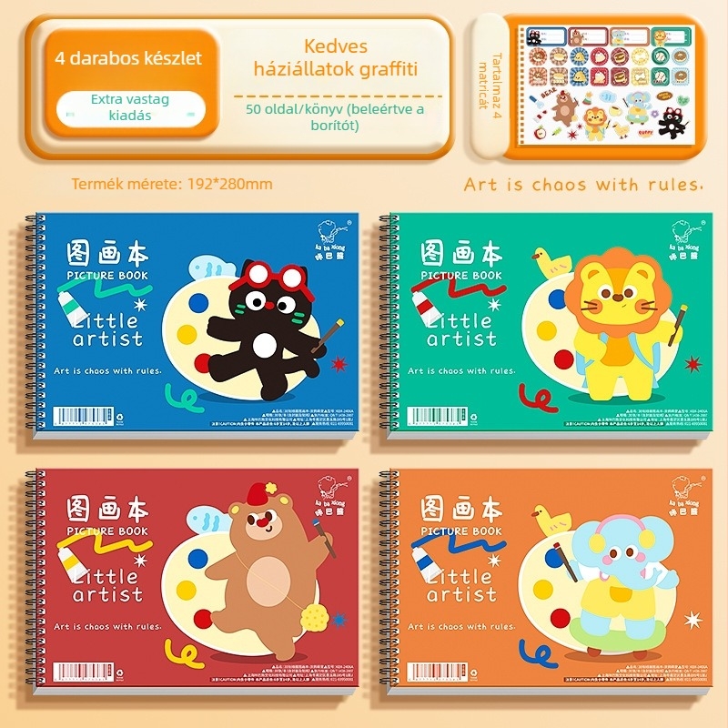 Spirálos rajzfüzet Cartoon Bear Kbx-2406, 50 oldal, 80 g/m² papír, Picture book sorozat