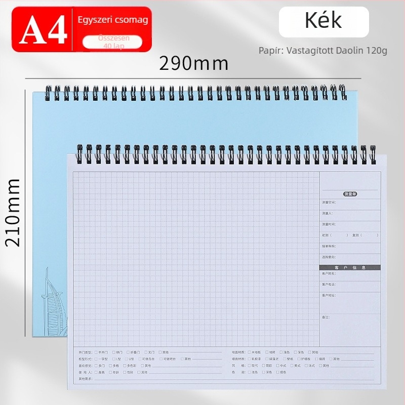 Belsőépítészeti tervezéshez mérőfüzet — Wen Zhe, modell 20230330 • 80 oldal • Nevin Paper Weight: 120 • Testreszabás: Igen