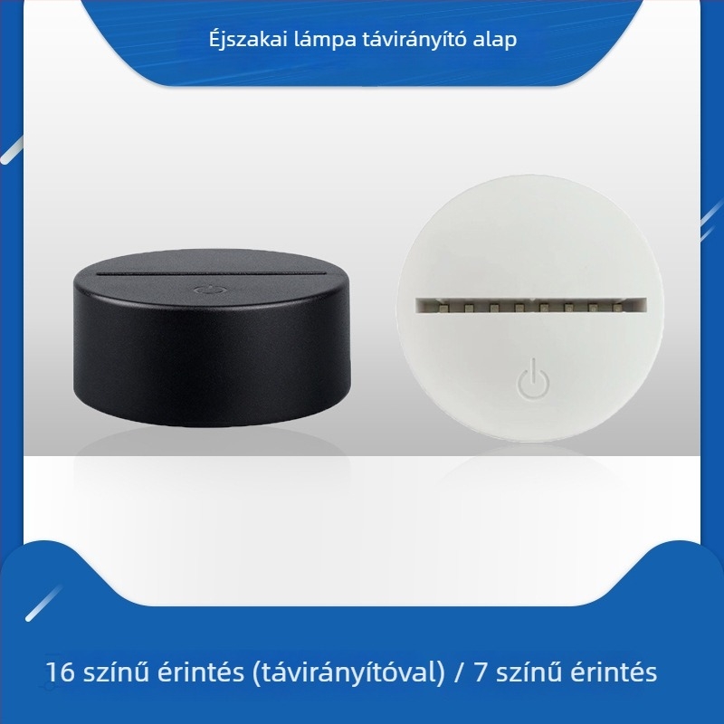 3D éjszakai lámpa alap távirányítóval, színes asztali lámpa alapja, világító alap, érintő és távirányítós kapcsoló, hangulatvilágítás