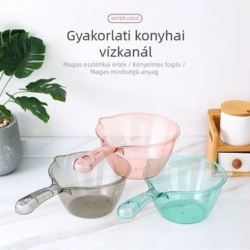 Hosszú nyelű műanyag konyhai merőkanál vízhez, egyszerű stílus, univerzális használat, első osztályú minőség (2013 tavasza)
