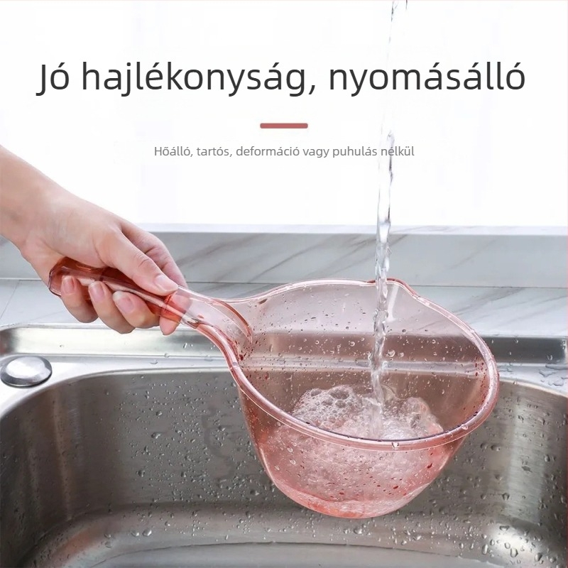Hosszú nyelű műanyag konyhai merőkanál vízhez, egyszerű stílus, univerzális használat, első osztályú minőség (2013 tavasza)