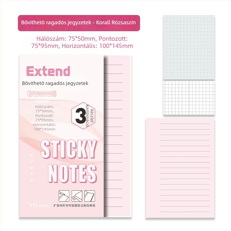 Kreatív ragasztós jegyzetek diákoknak — bővíthető, nem zavaró ragasztó, 75 lapos füzet, márka Advantages bear, IP jóváhagyás: Nem