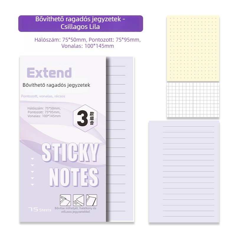 Kreatív ragasztós jegyzetek diákoknak — bővíthető, nem zavaró ragasztó, 75 lapos füzet, márka Advantages bear, IP jóváhagyás: Nem