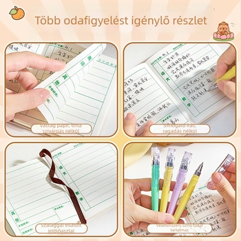 Cartoon Bear Zsebbarát Négyzetes Jegyzetfüzet PU borítóval, varrott kötés, 80 g/m² papír, 100–200 oldal