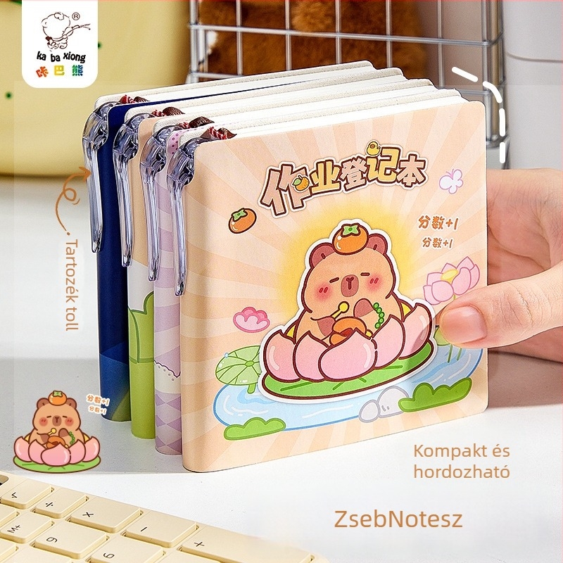 Cartoon Bear Zsebbarát Négyzetes Jegyzetfüzet PU borítóval, varrott kötés, 80 g/m² papír, 100–200 oldal