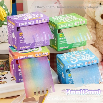 Xiami Fluoreszcens ragasztós jegyzetek téphető index matricákkal, gradientes vékony csíkok, 14 darabos doboz