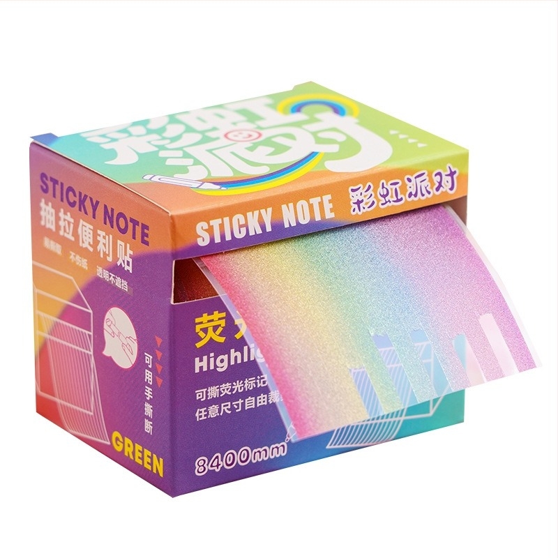 Xiami Fluoreszcens ragasztós jegyzetek téphető index matricákkal, gradientes vékony csíkok, 14 darabos doboz