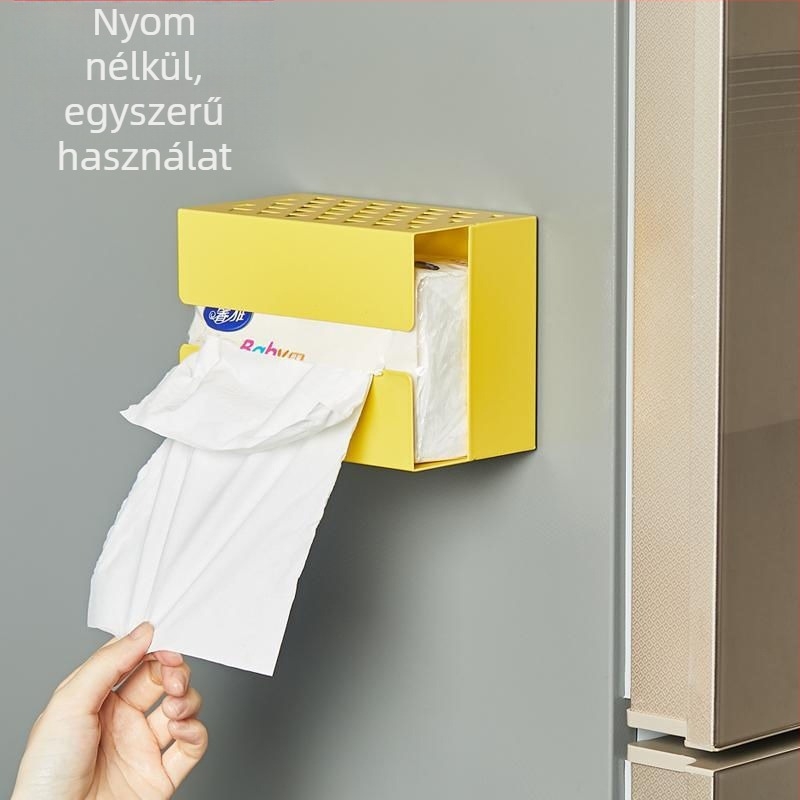 Konyhai papírtörlő doboz mágneses vonzással a hűtőre - falra szerelhető vagy asztali papírtartó, 18L kapacitás