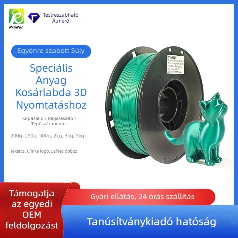 Pinrui Silk PLA filament 3D nyomtatáshoz — PLA anyag, 1 kg, kerek keresztmetszet