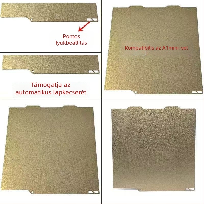3D nyomtatáshoz készült melegágyplatform rugós acélból és PEI lemezzel, automatikus korongcsere, pontos furatpozicionálás (Anyag: rugóacél + PEI)