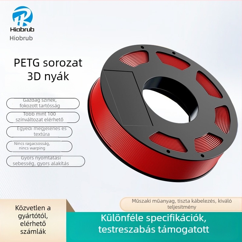 PETG filament 3D nyomtatáshoz — élelmiszerbiztos PETG, nagy sebességű nyomtatás, kompatibil PLA-hoz, sűrűség 1,24 g/cm³