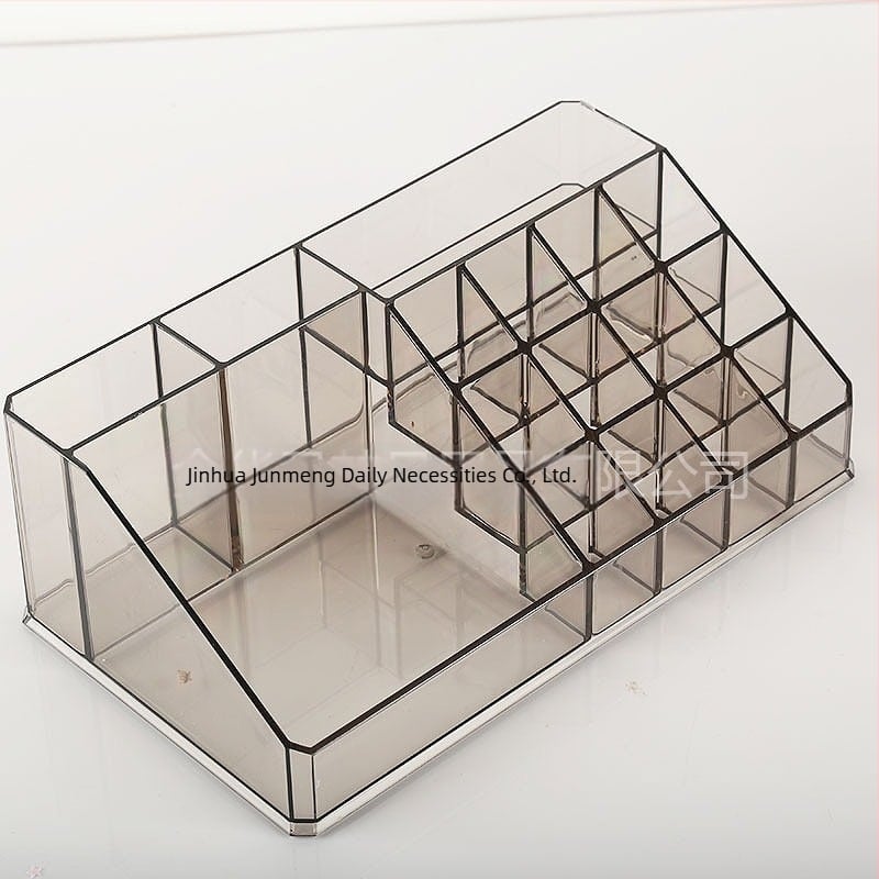 Akril kozmetikai tároló doboz sminkasztalhoz, modern minimalist dizájn, rekeszek ékszerekhez, rúzs, alapozó és szemhéjpúder számára