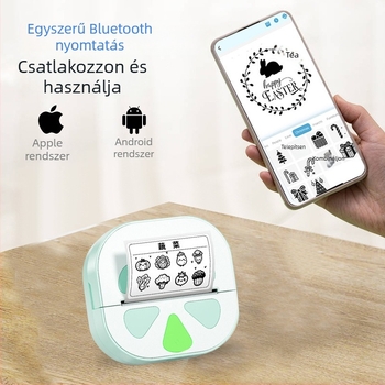 Hordozható Bluetooth termoszalagos címkenyomtató D20 okostelefonokhoz, tinta nélküli, 48 mm nyomtatási formátum, 57 mm papírtartalom