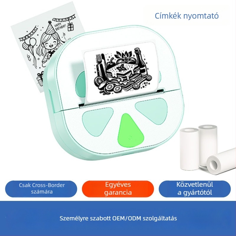 Hordozható Bluetooth termoszalagos címkenyomtató D20 okostelefonokhoz, tinta nélküli, 48 mm nyomtatási formátum, 57 mm papírtartalom